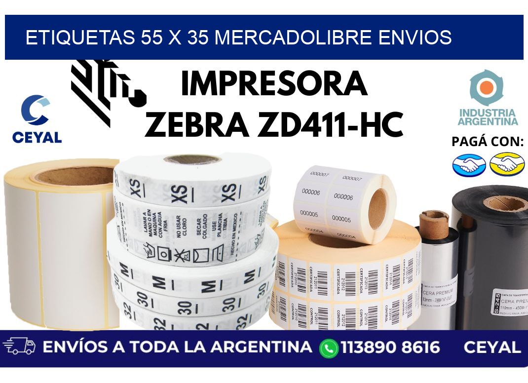 etiquetas 55 x 35 mercadolibre envios