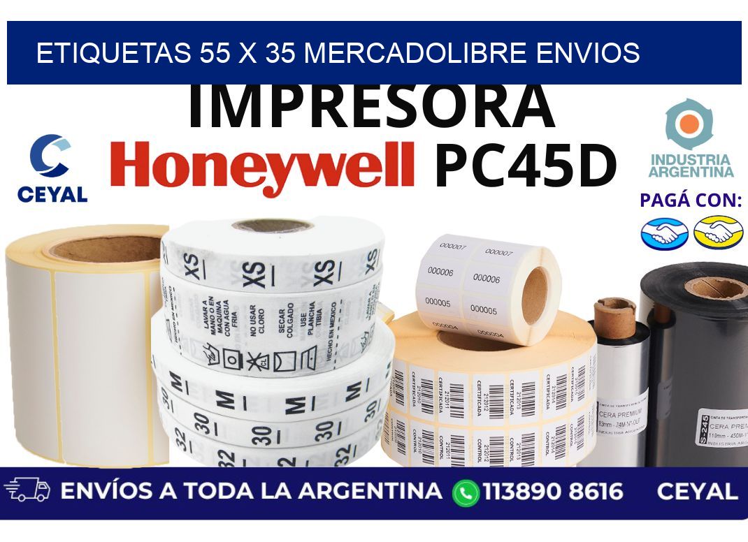 etiquetas 55 x 35 mercadolibre envios