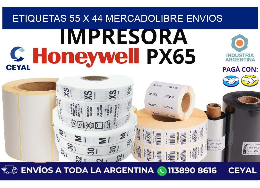 etiquetas 55 x 44 mercadolibre envios