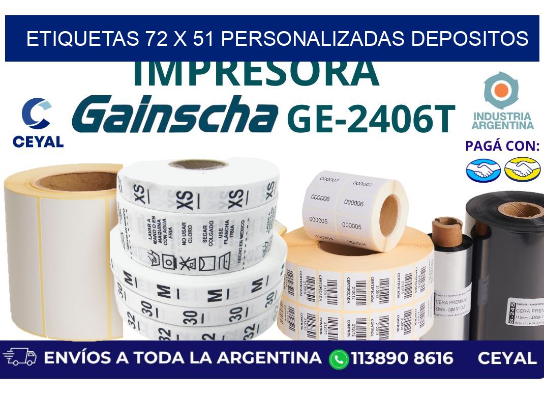 etiquetas 72 x 51 personalizadas depositos
