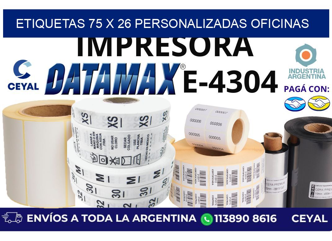 etiquetas 75 x 26 personalizadas oficinas