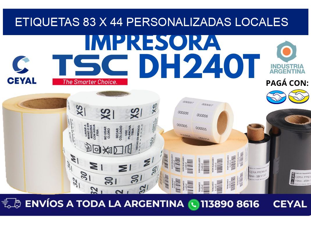 etiquetas 83 x 44 personalizadas locales