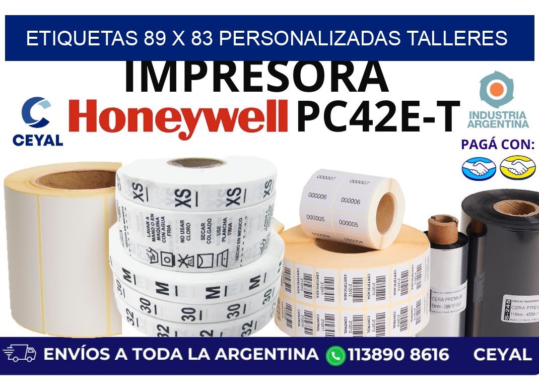 etiquetas 89 x 83 personalizadas talleres