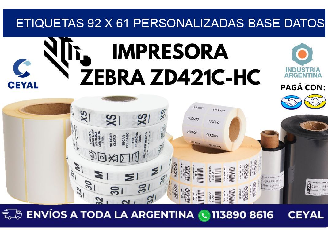 etiquetas 92 x 61 personalizadas base datos