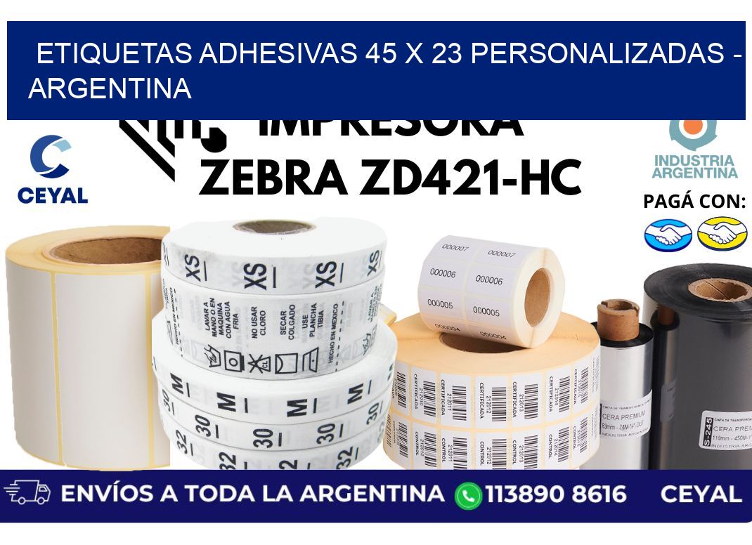 etiquetas adhesivas 45 x 23 personalizadas - Argentina