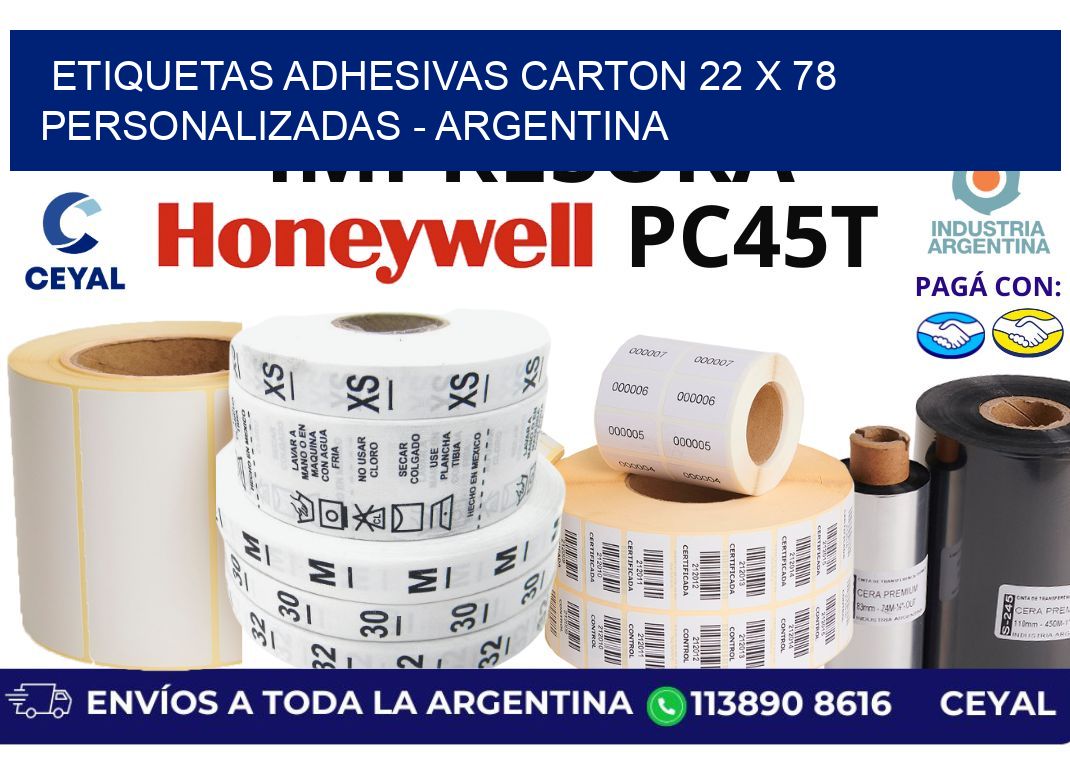 etiquetas adhesivas carton 22 x 78 personalizadas - Argentina