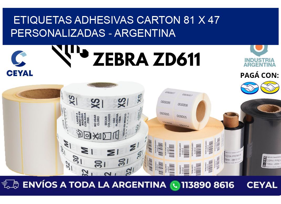 etiquetas adhesivas carton 81 x 47 personalizadas - Argentina