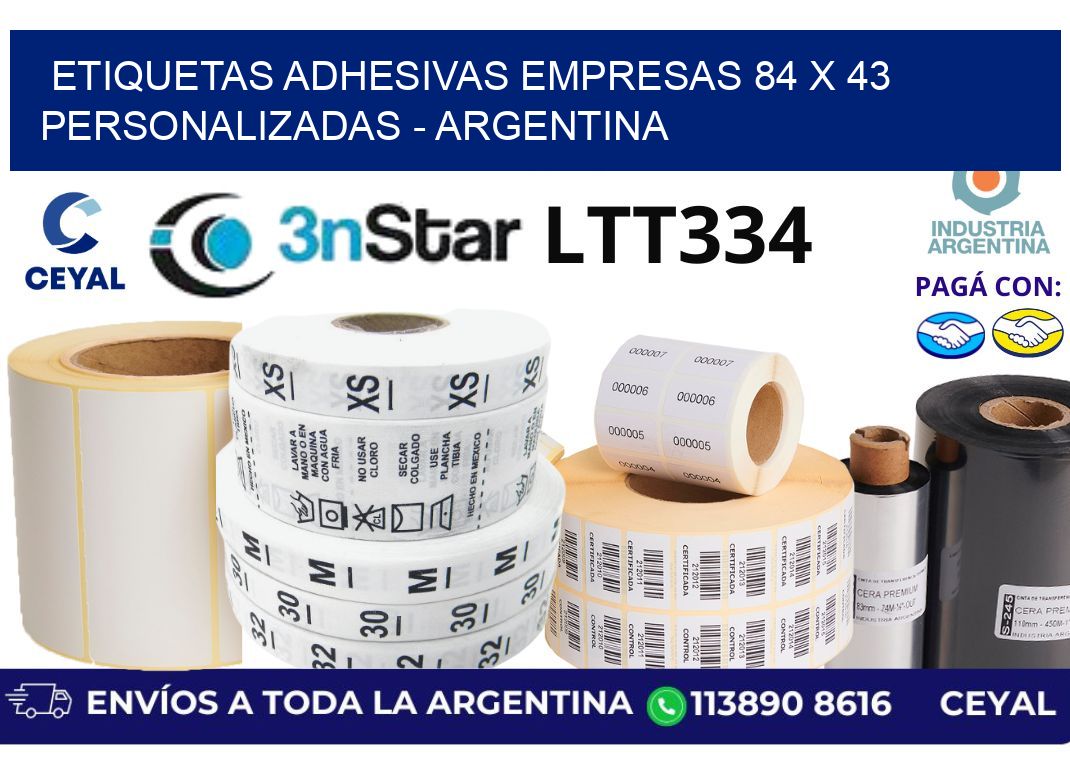 etiquetas adhesivas empresas 84 x 43 personalizadas - Argentina