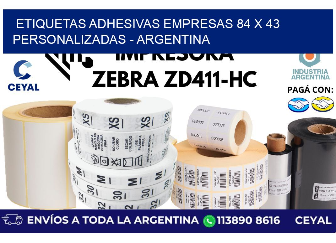 etiquetas adhesivas empresas 84 x 43 personalizadas – Argentina