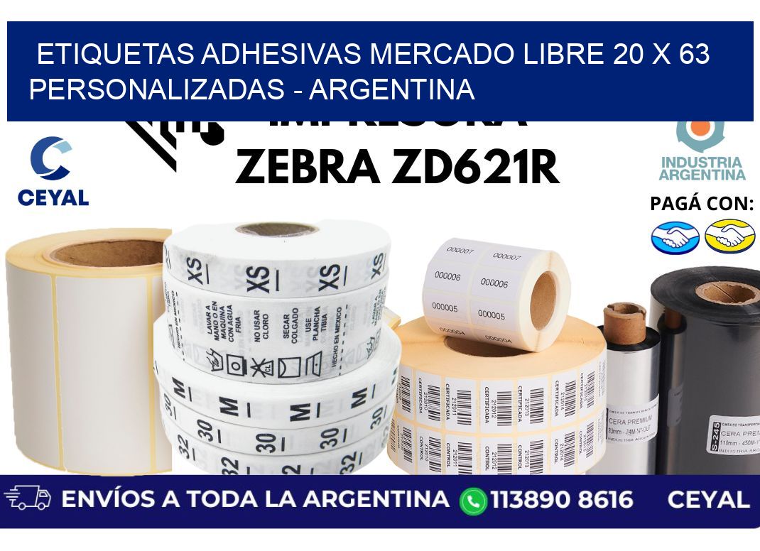 etiquetas adhesivas mercado libre 20 x 63 personalizadas - Argentina