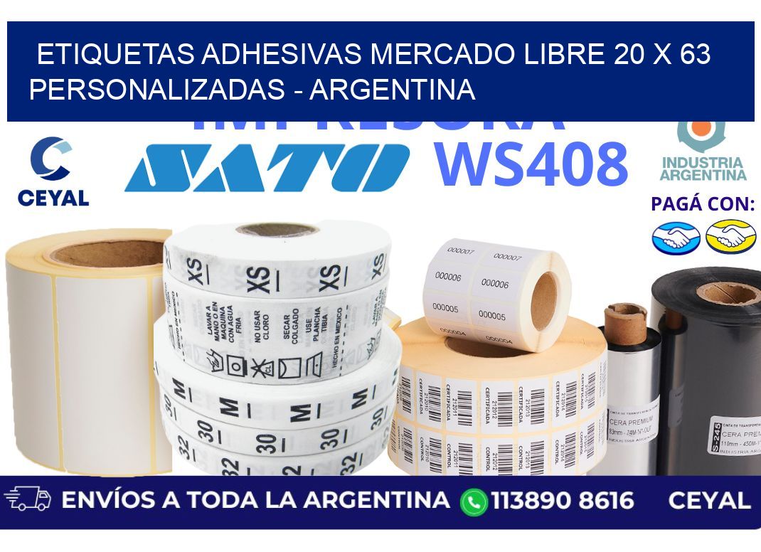 etiquetas adhesivas mercado libre 20 x 63 personalizadas - Argentina