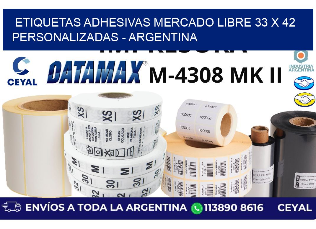etiquetas adhesivas mercado libre 33 x 42 personalizadas - Argentina