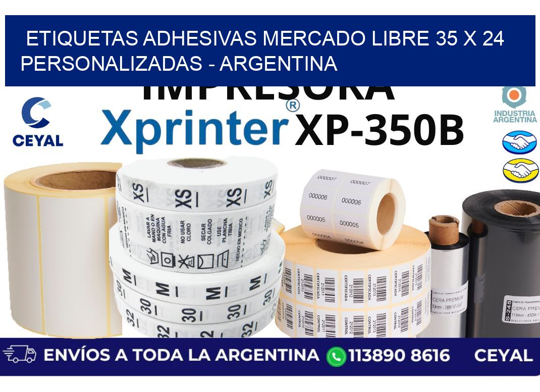 etiquetas adhesivas mercado libre 35 x 24 personalizadas - Argentina