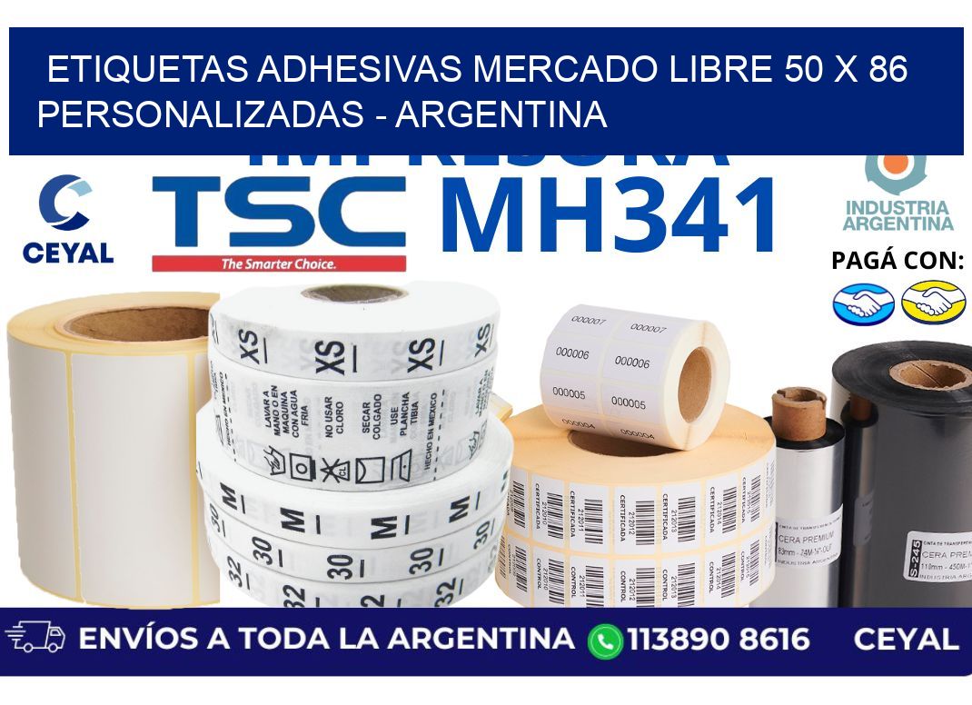etiquetas adhesivas mercado libre 50 x 86 personalizadas - Argentina