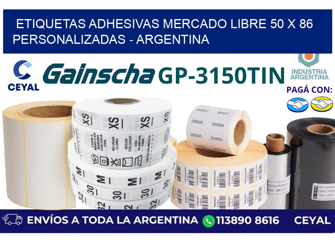 etiquetas adhesivas mercado libre 50 x 86 personalizadas – Argentina