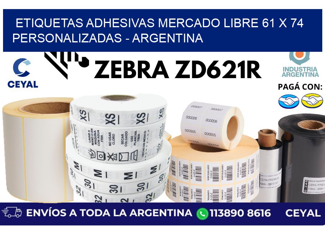 etiquetas adhesivas mercado libre 61 x 74 personalizadas - Argentina