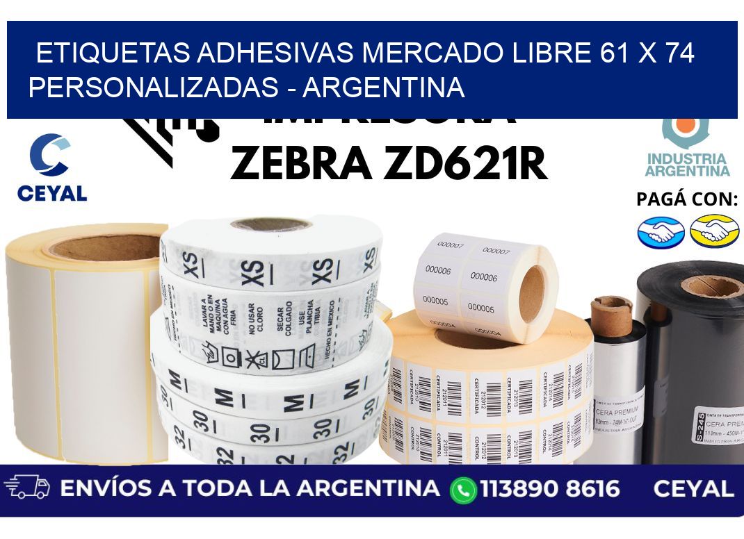etiquetas adhesivas mercado libre 61 x 74 personalizadas – Argentina