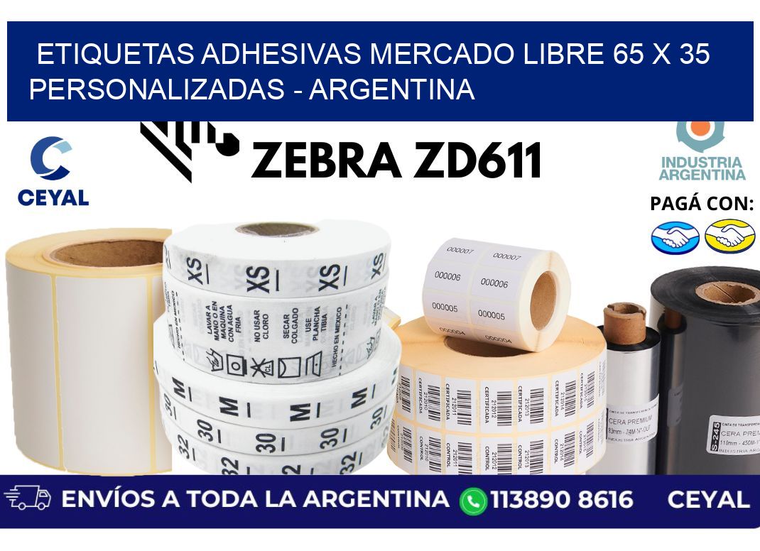 etiquetas adhesivas mercado libre 65 x 35 personalizadas – Argentina
