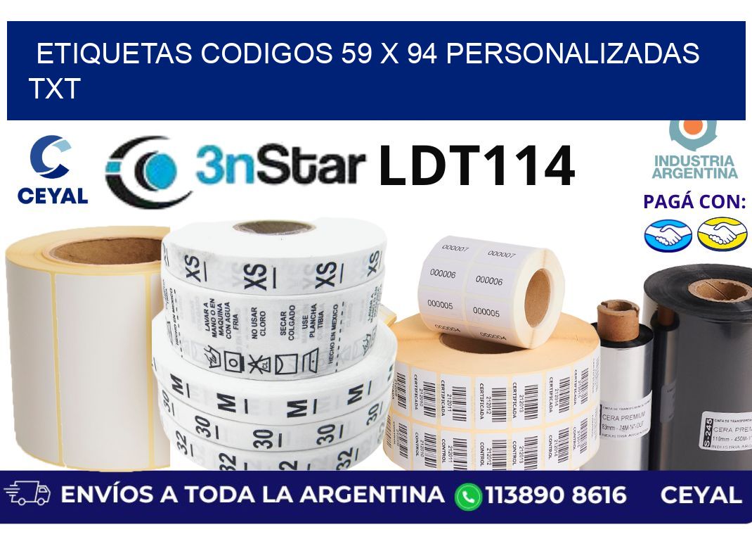 etiquetas codigos 59 x 94 personalizadas txt