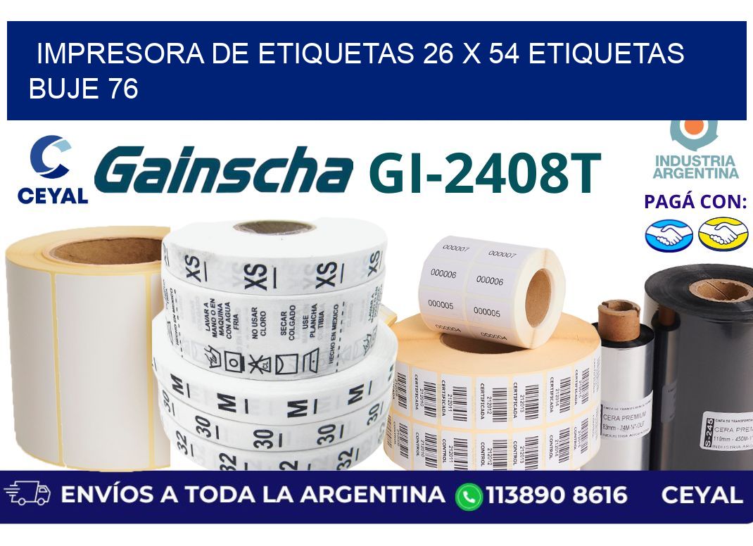 impresora de etiquetas 26 x 54 etiquetas buje 76