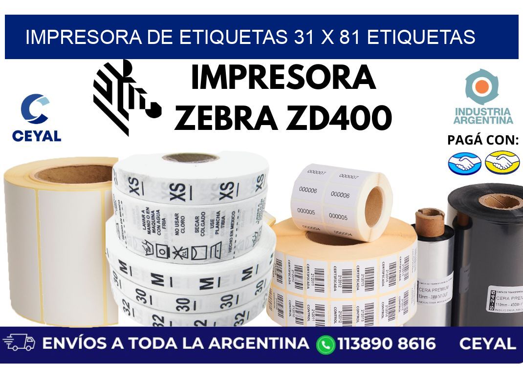 impresora de etiquetas 31 x 81 etiquetas
