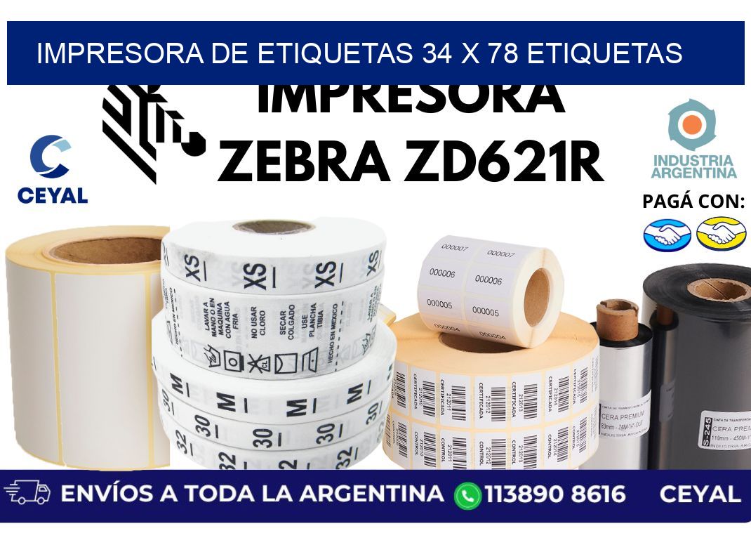 impresora de etiquetas 34 x 78 etiquetas