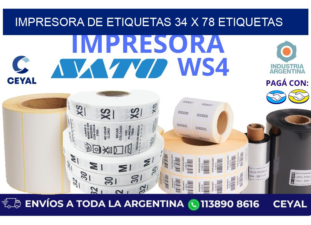 impresora de etiquetas 34 x 78 etiquetas