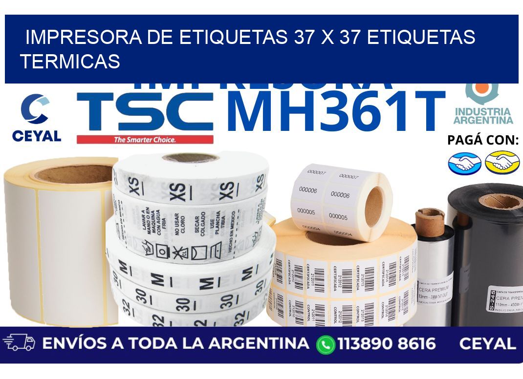 impresora de etiquetas 37 x 37 etiquetas termicas