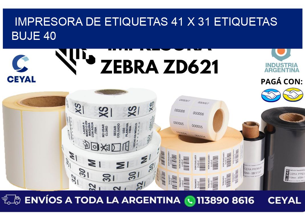 impresora de etiquetas 41 x 31 etiquetas buje 40