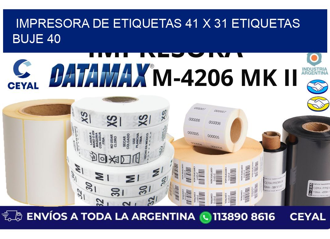 impresora de etiquetas 41 x 31 etiquetas buje 40