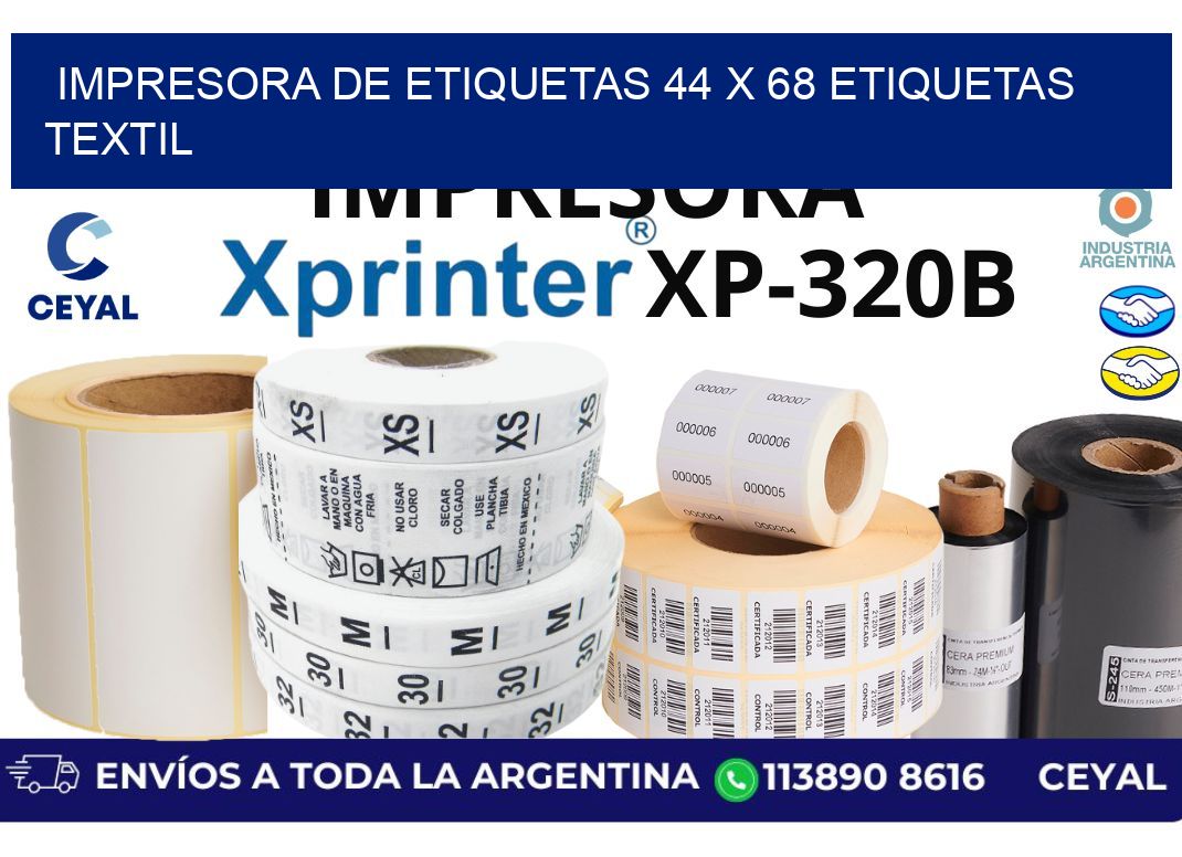 impresora de etiquetas 44 x 68 etiquetas textil