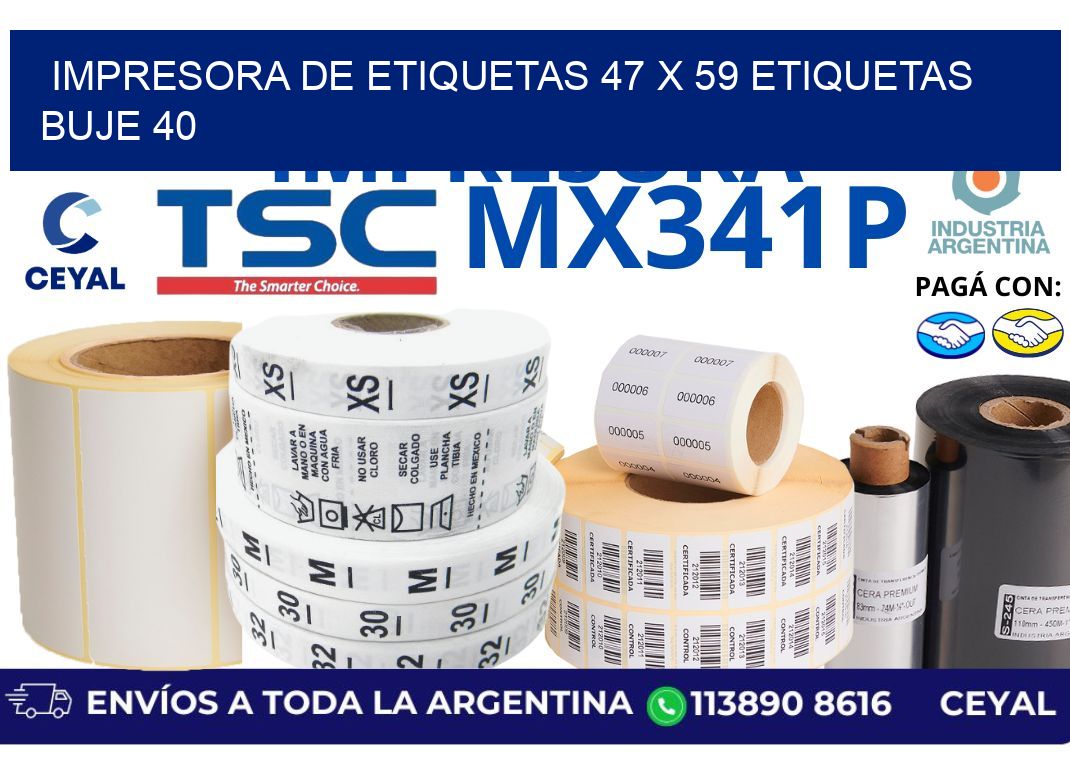 impresora de etiquetas 47 x 59 etiquetas buje 40