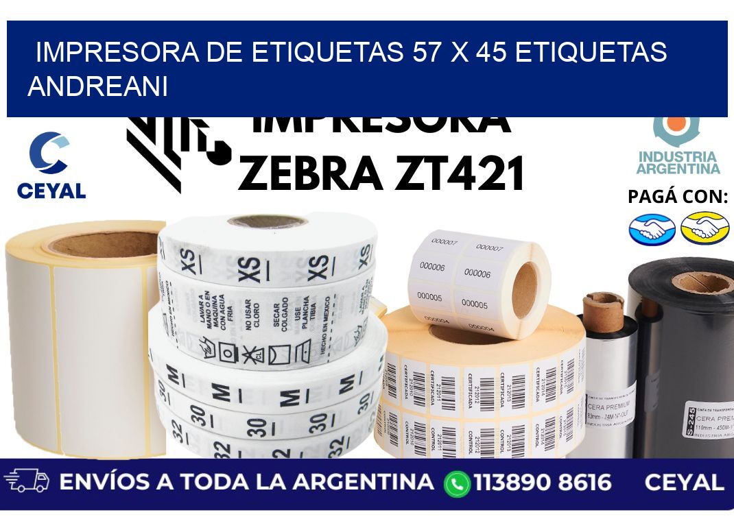 impresora de etiquetas 57 x 45 etiquetas andreani