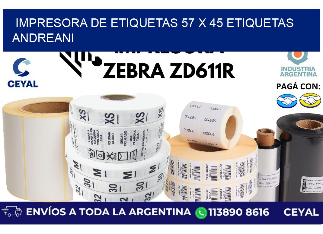 impresora de etiquetas 57 x 45 etiquetas andreani