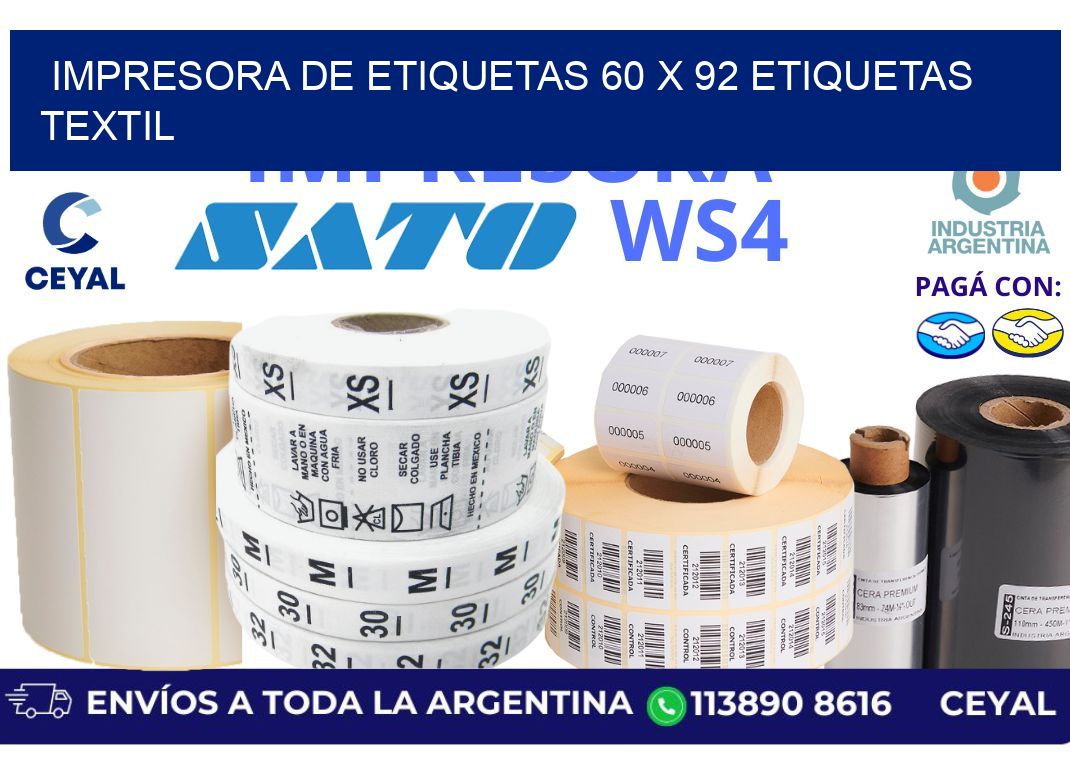 impresora de etiquetas 60 x 92 etiquetas textil