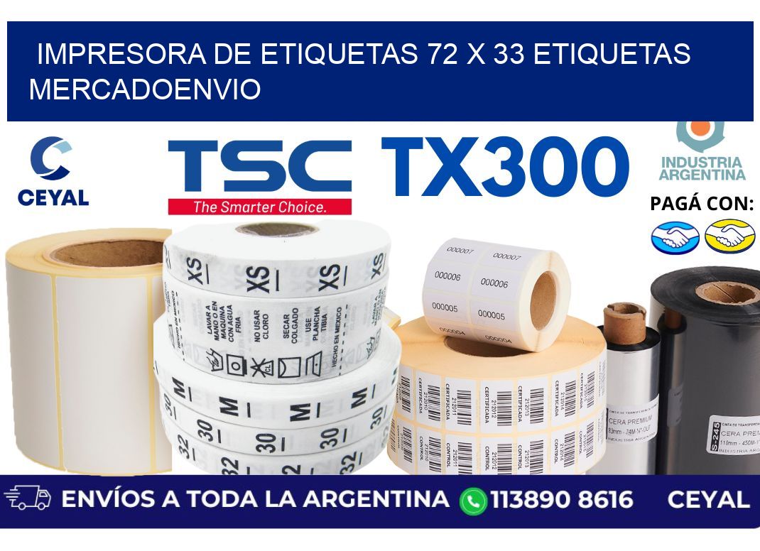 impresora de etiquetas 72 x 33 etiquetas mercadoenvio