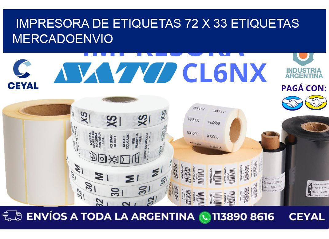 impresora de etiquetas 72 x 33 etiquetas mercadoenvio