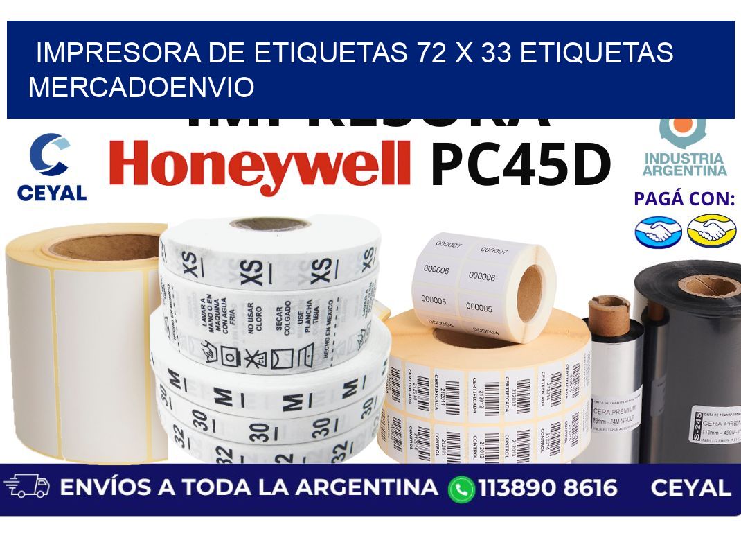 impresora de etiquetas 72 x 33 etiquetas mercadoenvio