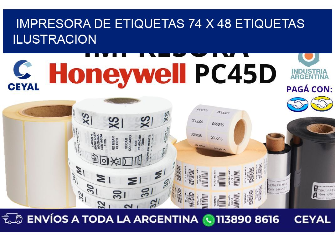 impresora de etiquetas 74 x 48 etiquetas ilustracion