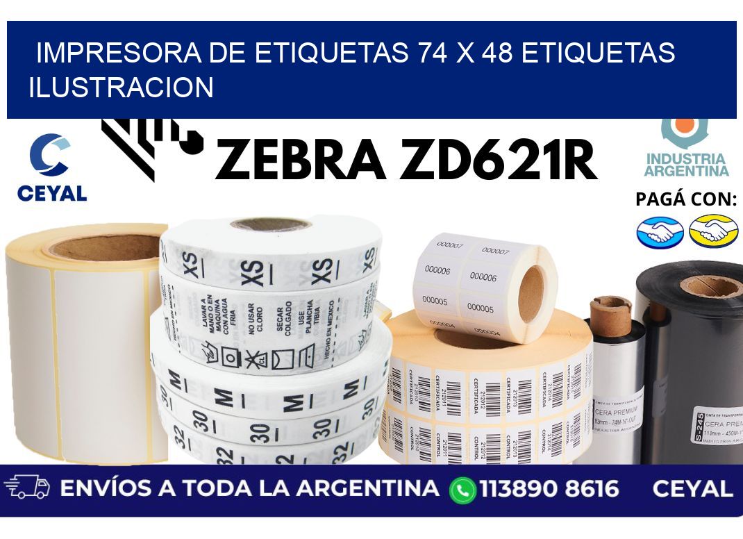 impresora de etiquetas 74 x 48 etiquetas ilustracion