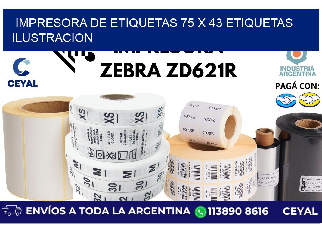 impresora de etiquetas 75 x 43 etiquetas ilustracion