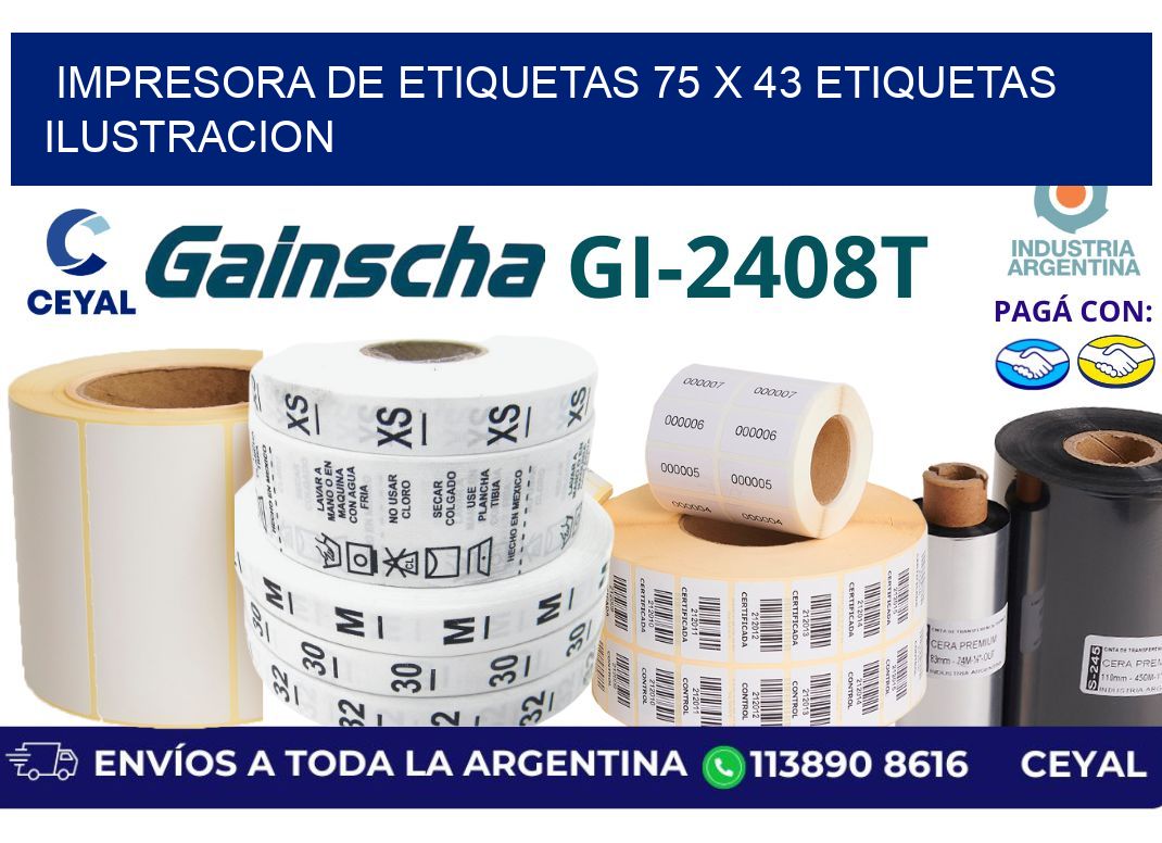 impresora de etiquetas 75 x 43 etiquetas ilustracion