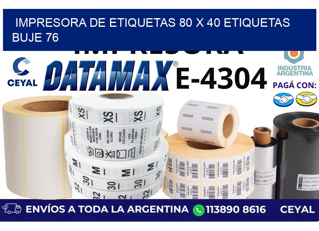 impresora de etiquetas 80 x 40 etiquetas buje 76