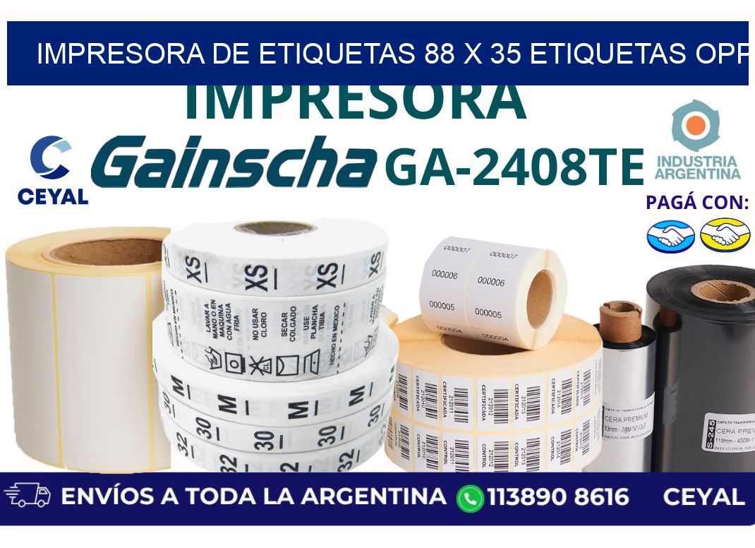 impresora de etiquetas 88 x 35 etiquetas opp