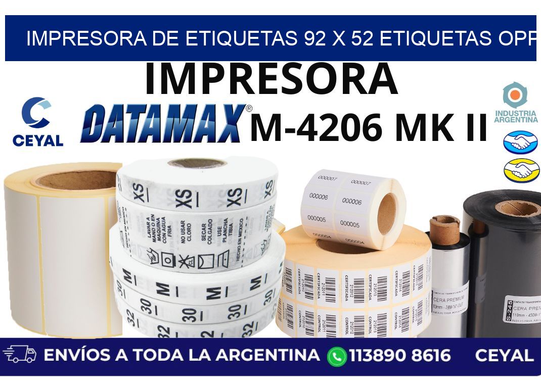 impresora de etiquetas 92 x 52 etiquetas opp