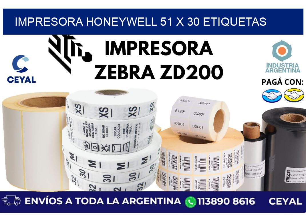 impresora honeywell 51 x 30 etiquetas