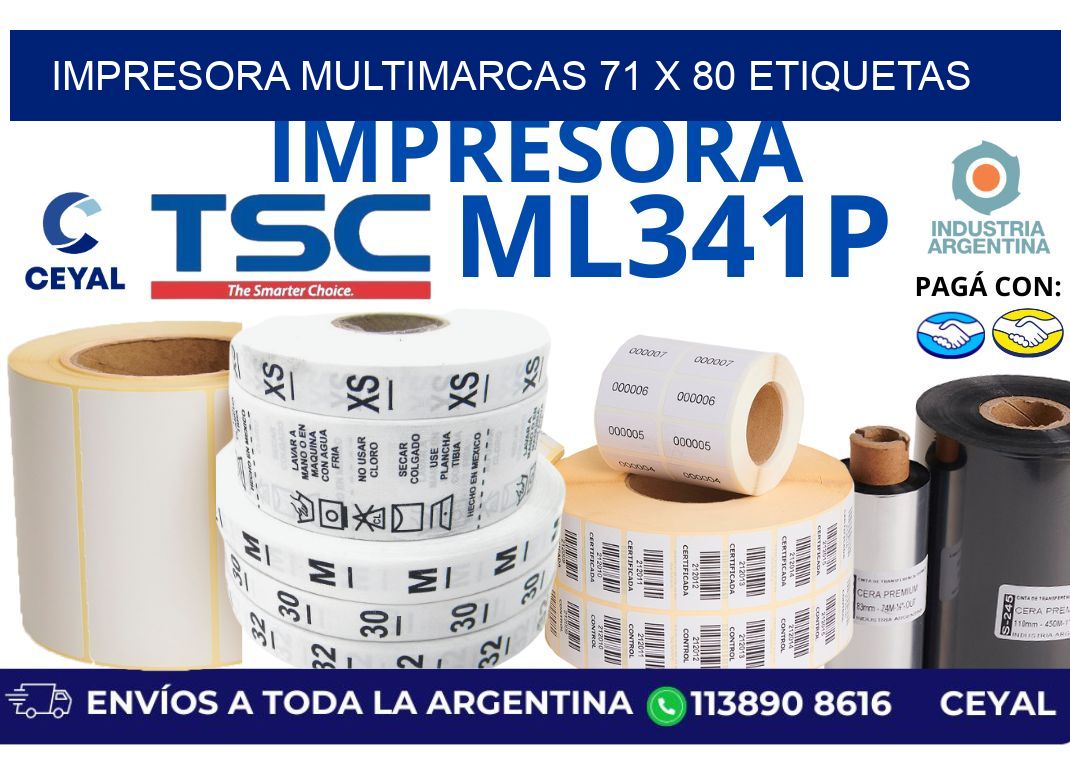 impresora multimarcas 71 x 80 etiquetas