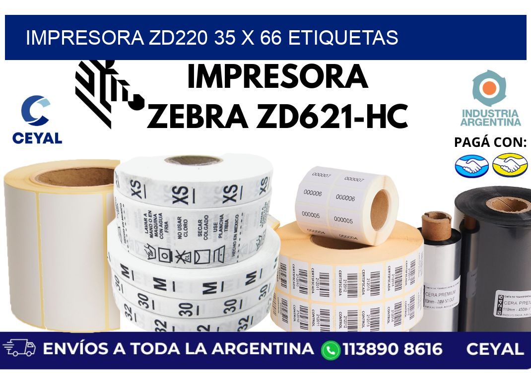 impresora zd220 35 x 66 etiquetas