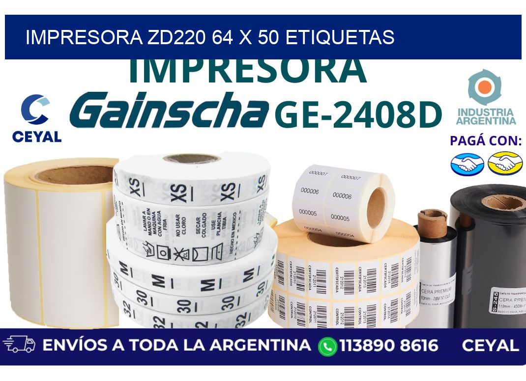 impresora zd220 64 x 50 etiquetas