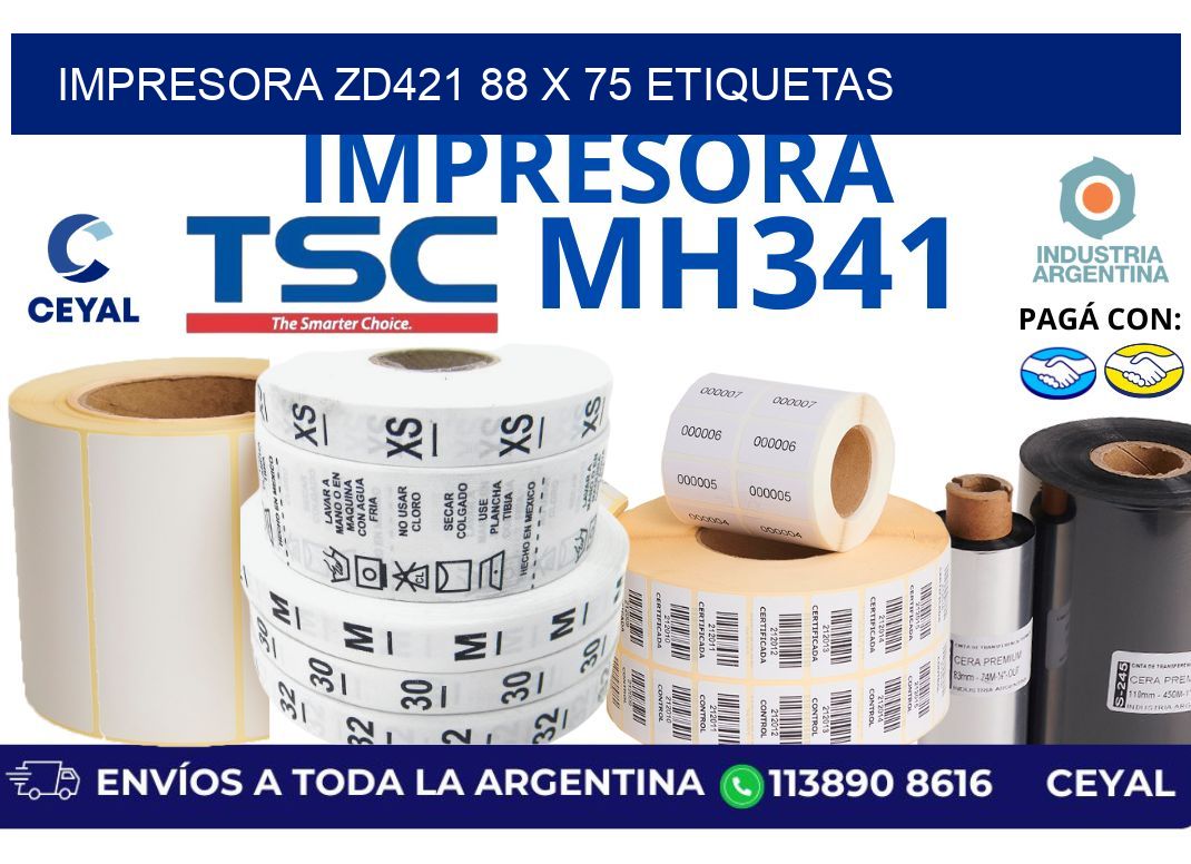 impresora zd421 88 x 75 etiquetas